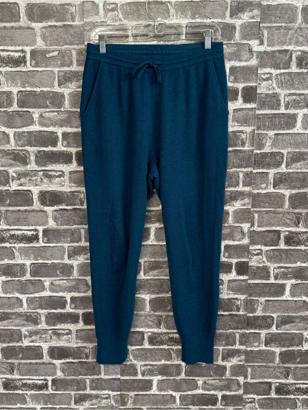 Naadam cashmere jogger pants 100% cashmere turquoise blue pockets